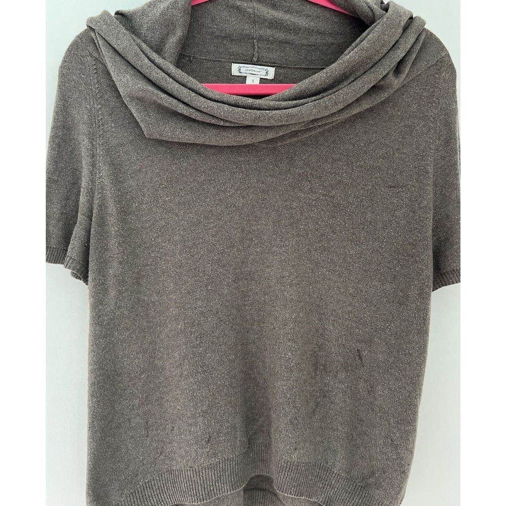 Aphorism Short Short Sleeve Sweater‎ Brown S, Cotton Blend, Classy